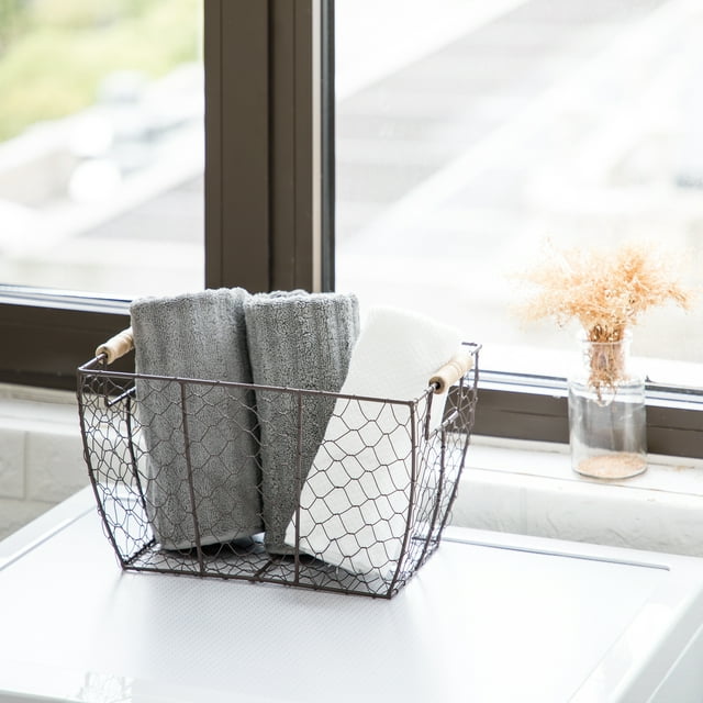 Decorative Basket with Wood Handles, Wood Basket, Storage Basket, Fruit Basket -12.2x8x7.28 Decorative Basket with Wood Handles, Wood Basket, Storage Basket, Fruit Basket -12.2x8x7.28